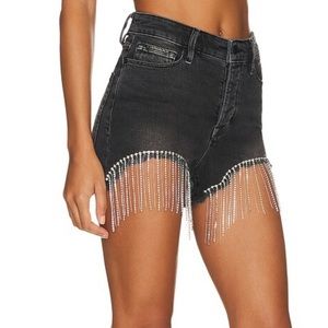 NWT sz 27 Good American Bombshell Short Rhinestone Black